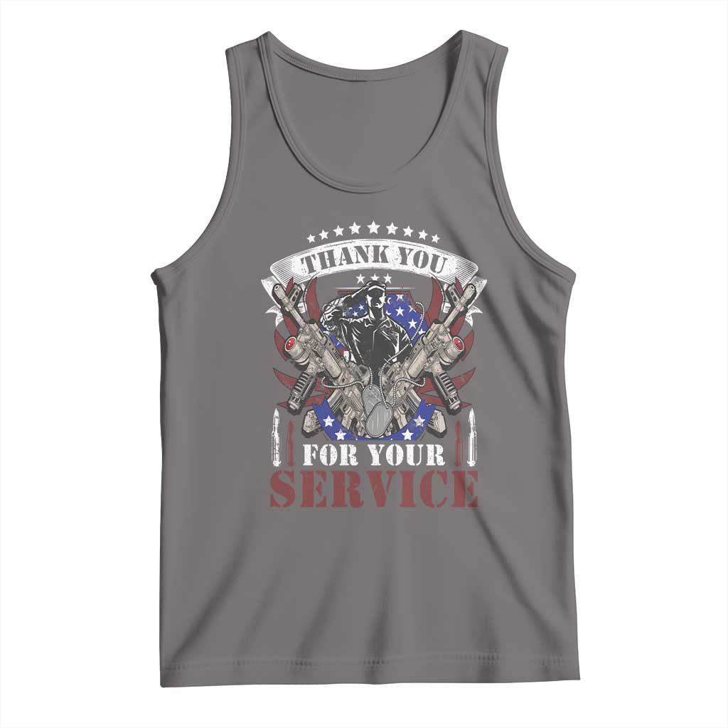 Patriotic Memorial Day Tank Top Thank You For Your Service Veterans Remembrance TS02 Deep Heather Print Your Wear