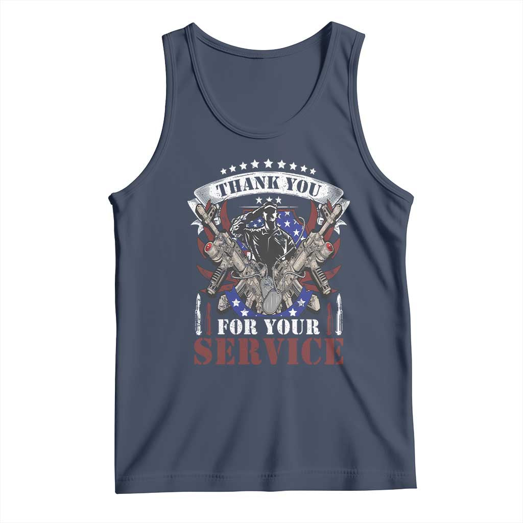 Patriotic Memorial Day Tank Top Thank You For Your Service Veterans Remembrance TS02 Navy Print Your Wear
