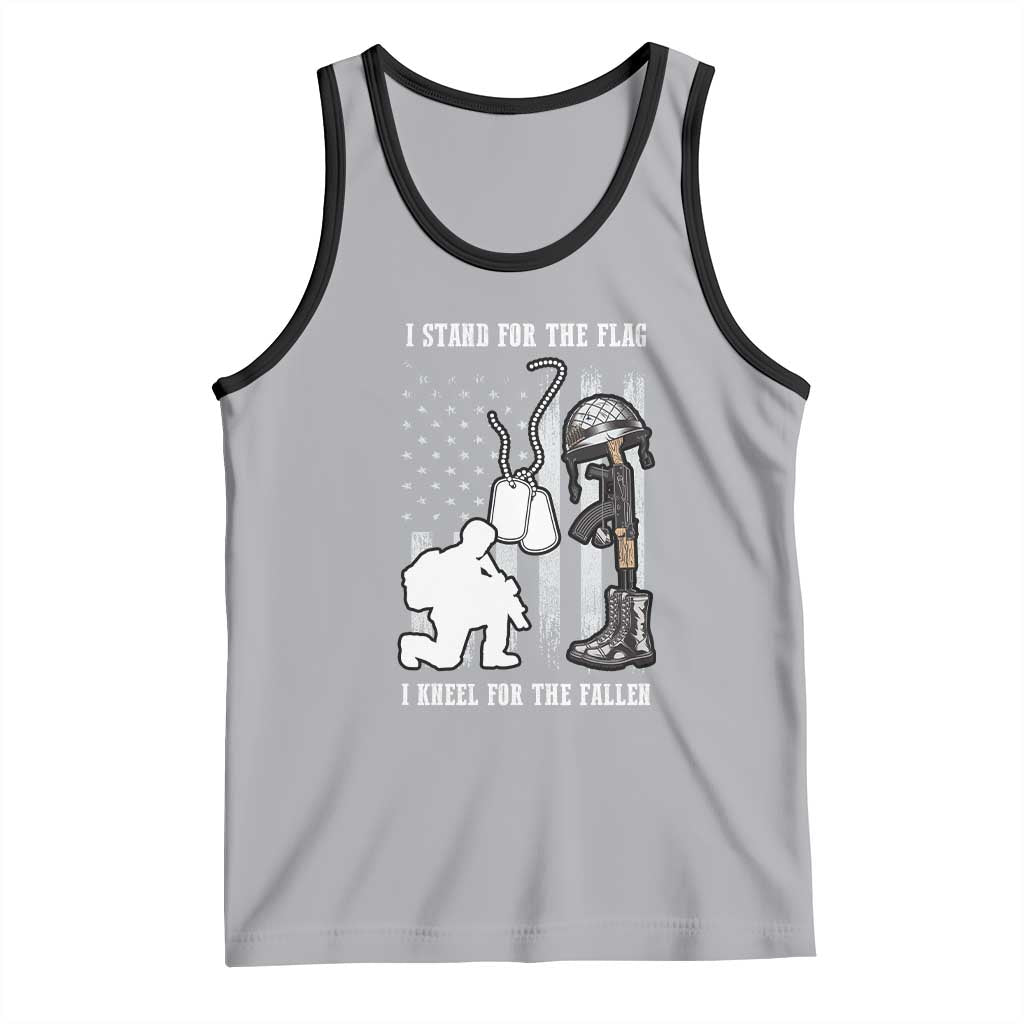 Patriotic Memorial Day Tank Top We Stand For the Flag We Kneel For The Fallen US Patriots TS02 Athletic Heather Black Print Your Wear