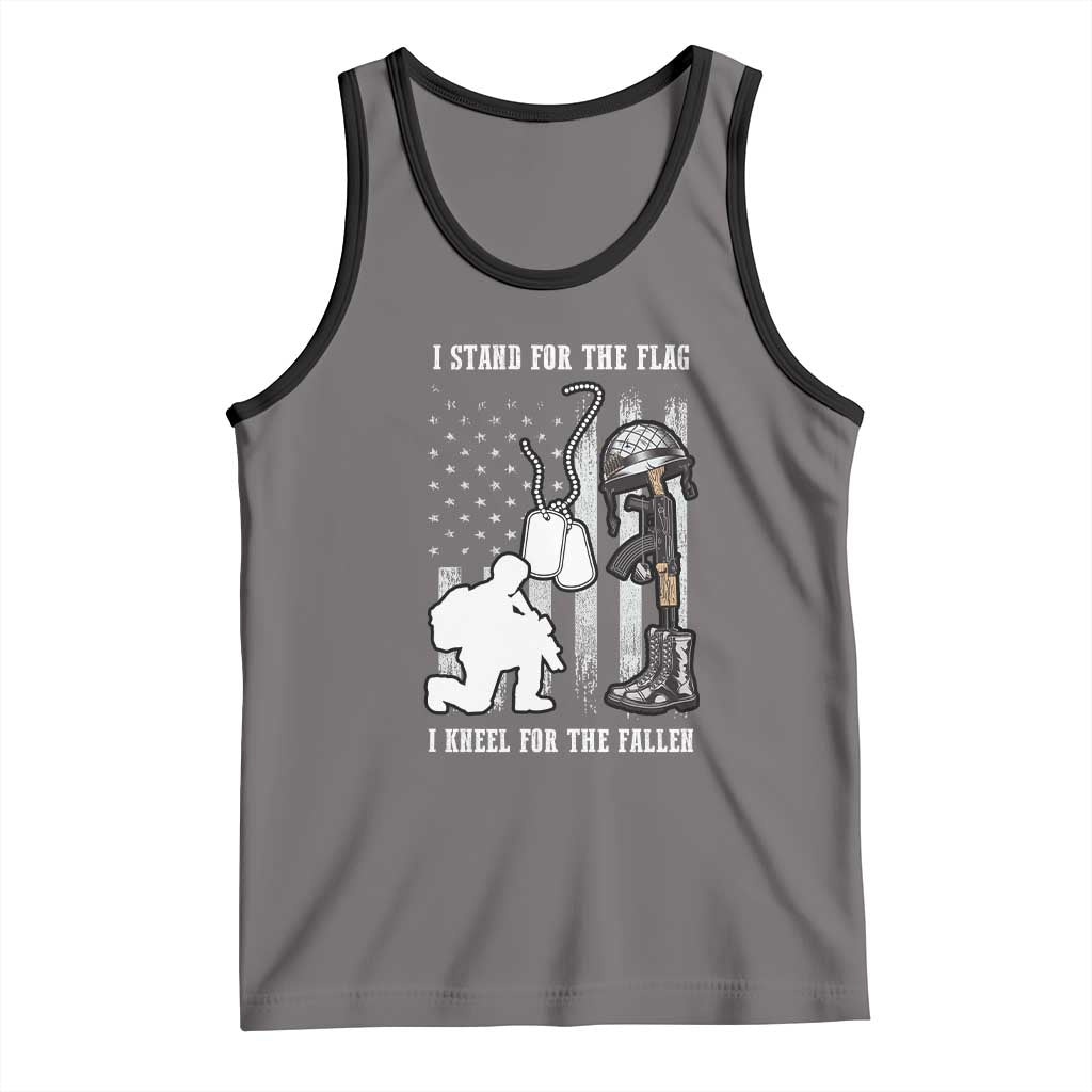 Patriotic Memorial Day Tank Top We Stand For the Flag We Kneel For The Fallen US Patriots TS02 Deep Heather Black Print Your Wear