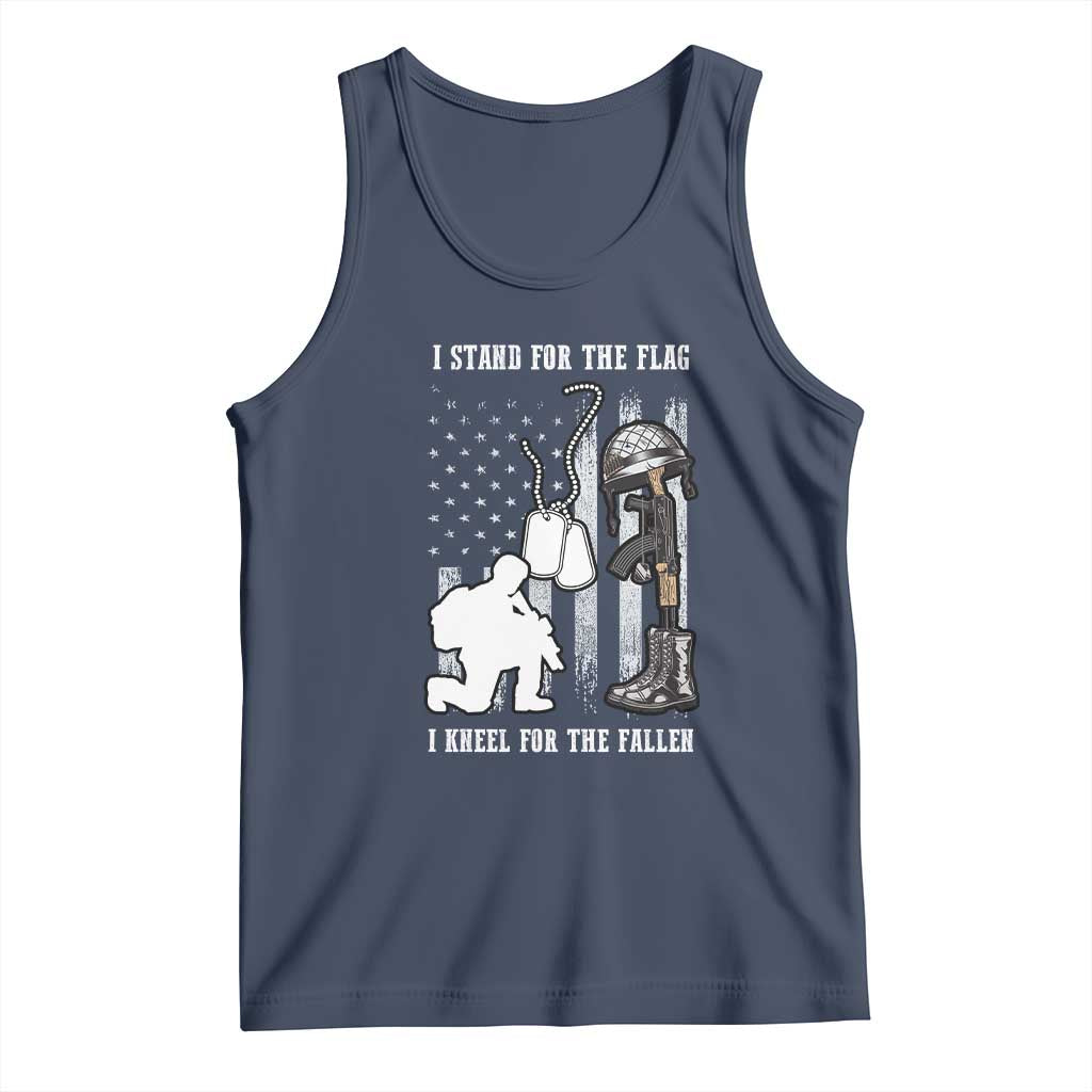 Patriotic Memorial Day Tank Top We Stand For the Flag We Kneel For The Fallen US Patriots TS02 Navy Print Your Wear