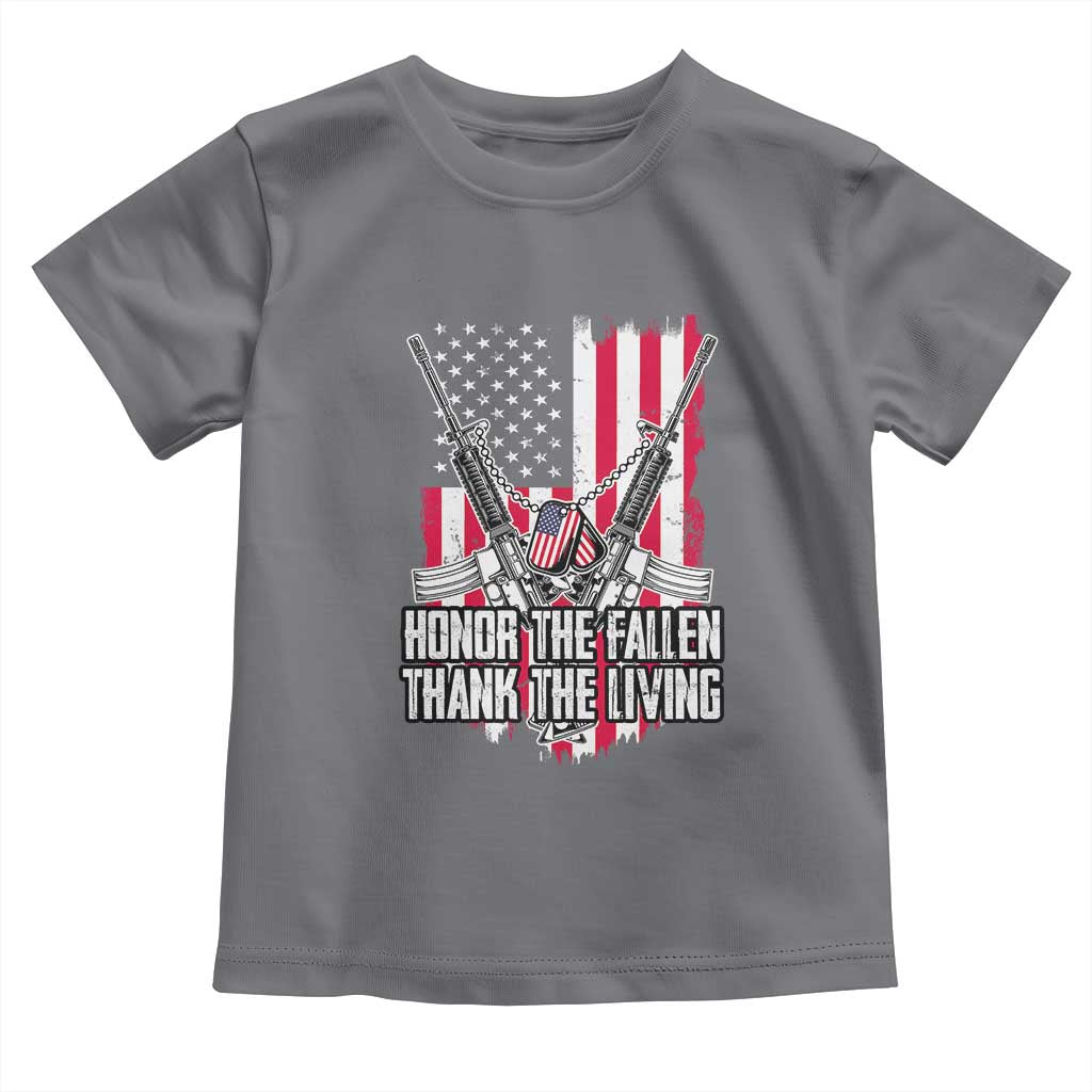 Patriotic Memorial Day Toddler T Shirt Honor The Fallen Thank The Living Memorial Day Veterans Day TS02 Charcoal Print Your Wear