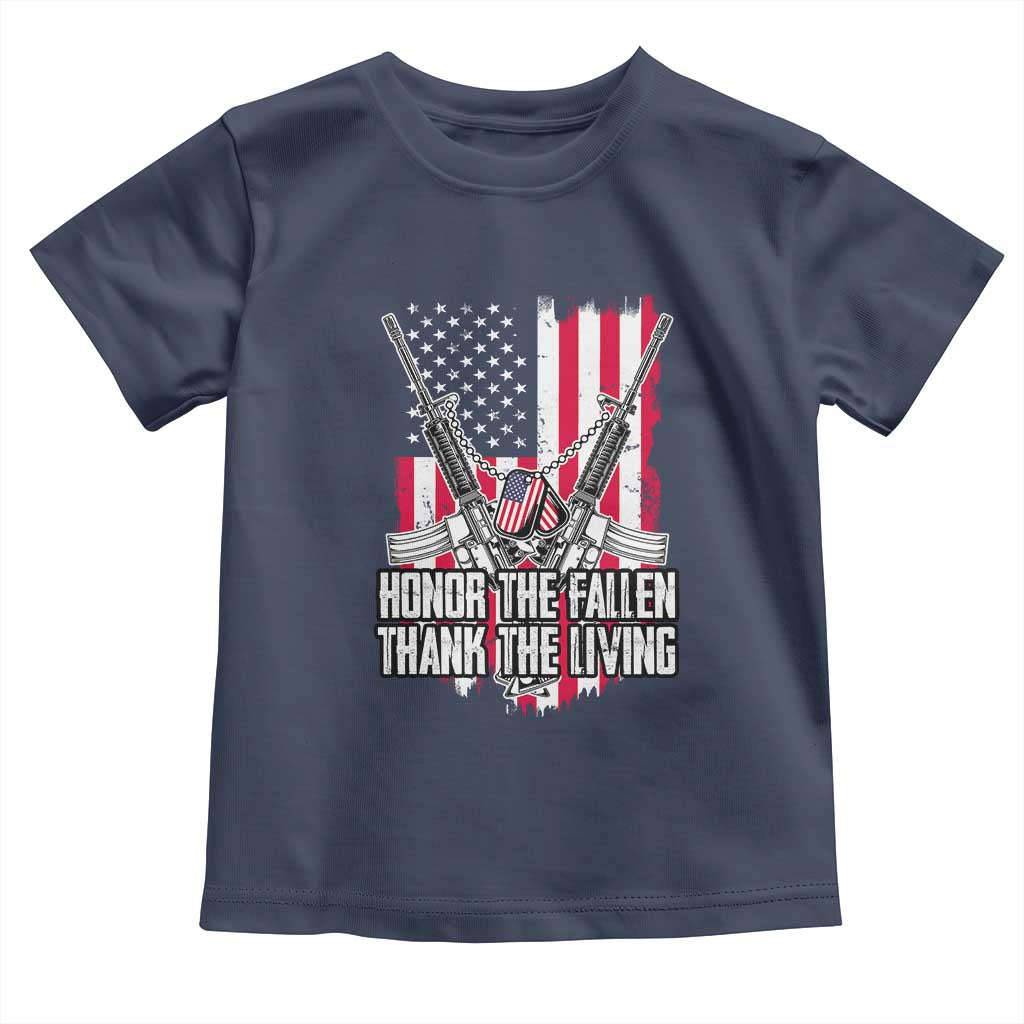 Patriotic Memorial Day Toddler T Shirt Honor The Fallen Thank The Living Memorial Day Veterans Day TS02 Navy Print Your Wear