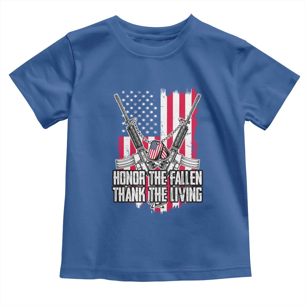 Patriotic Memorial Day Toddler T Shirt Honor The Fallen Thank The Living Memorial Day Veterans Day TS02 Royal Blue Print Your Wear