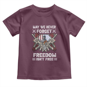 Patriotic Memorial Day Toddler T Shirt May We Never Forget Freedom Is Not Free TS02 Maroon Print Your Wear