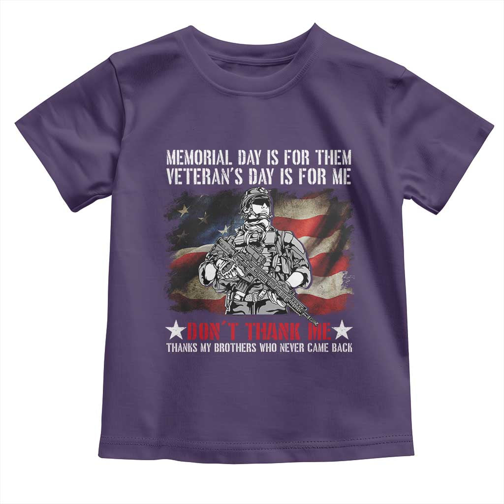Patriotic Memorial Day Toddler T Shirt Remember Our Heroes Veterans Brothers American Flag TS02 Purple Print Your Wear