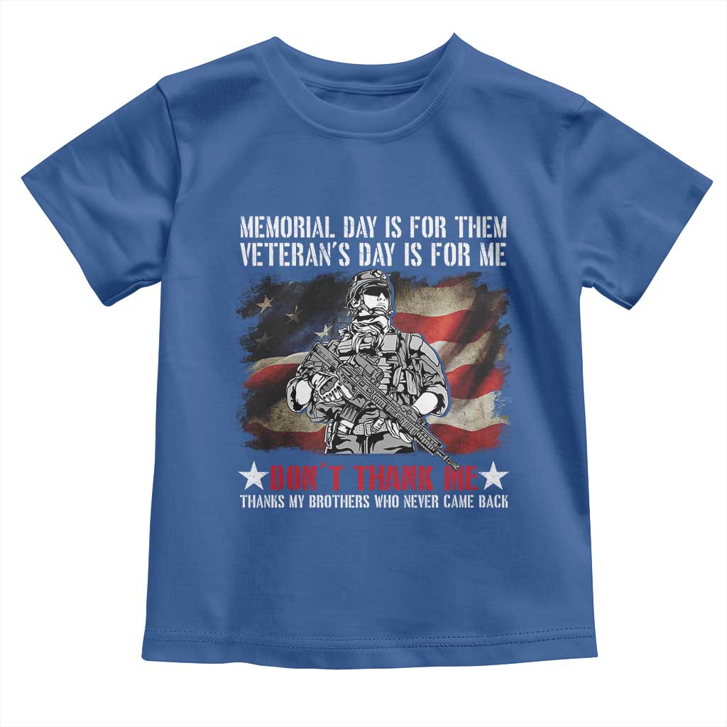 Patriotic Memorial Day Toddler T Shirt Remember Our Heroes Veterans Brothers American Flag TS02 Royal Blue Print Your Wear