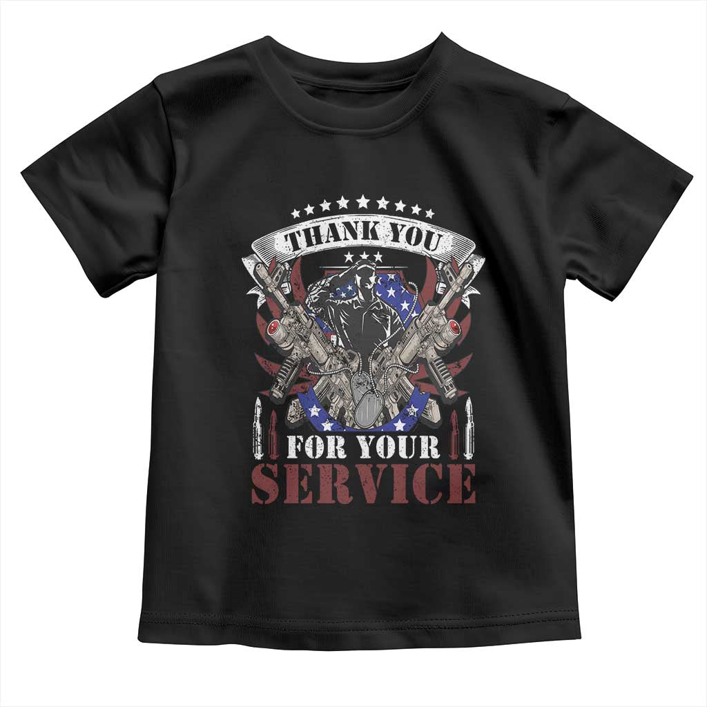 Patriotic Memorial Day Toddler T Shirt Thank You For Your Service Veterans Remembrance TS02 Black Print Your Wear