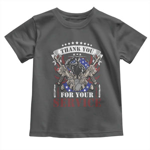 Patriotic Memorial Day Toddler T Shirt Thank You For Your Service Veterans Remembrance TS02 Dark Heather Print Your Wear