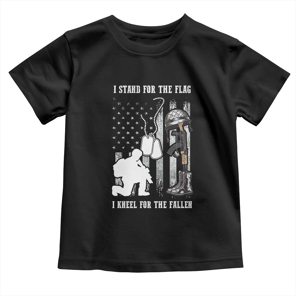 Patriotic Memorial Day Toddler T Shirt We Stand For the Flag We Kneel For The Fallen US Patriots TS02 Black Print Your Wear