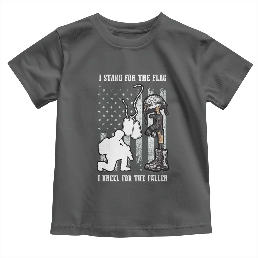 Patriotic Memorial Day Toddler T Shirt We Stand For the Flag We Kneel For The Fallen US Patriots TS02 Dark Heather Print Your Wear
