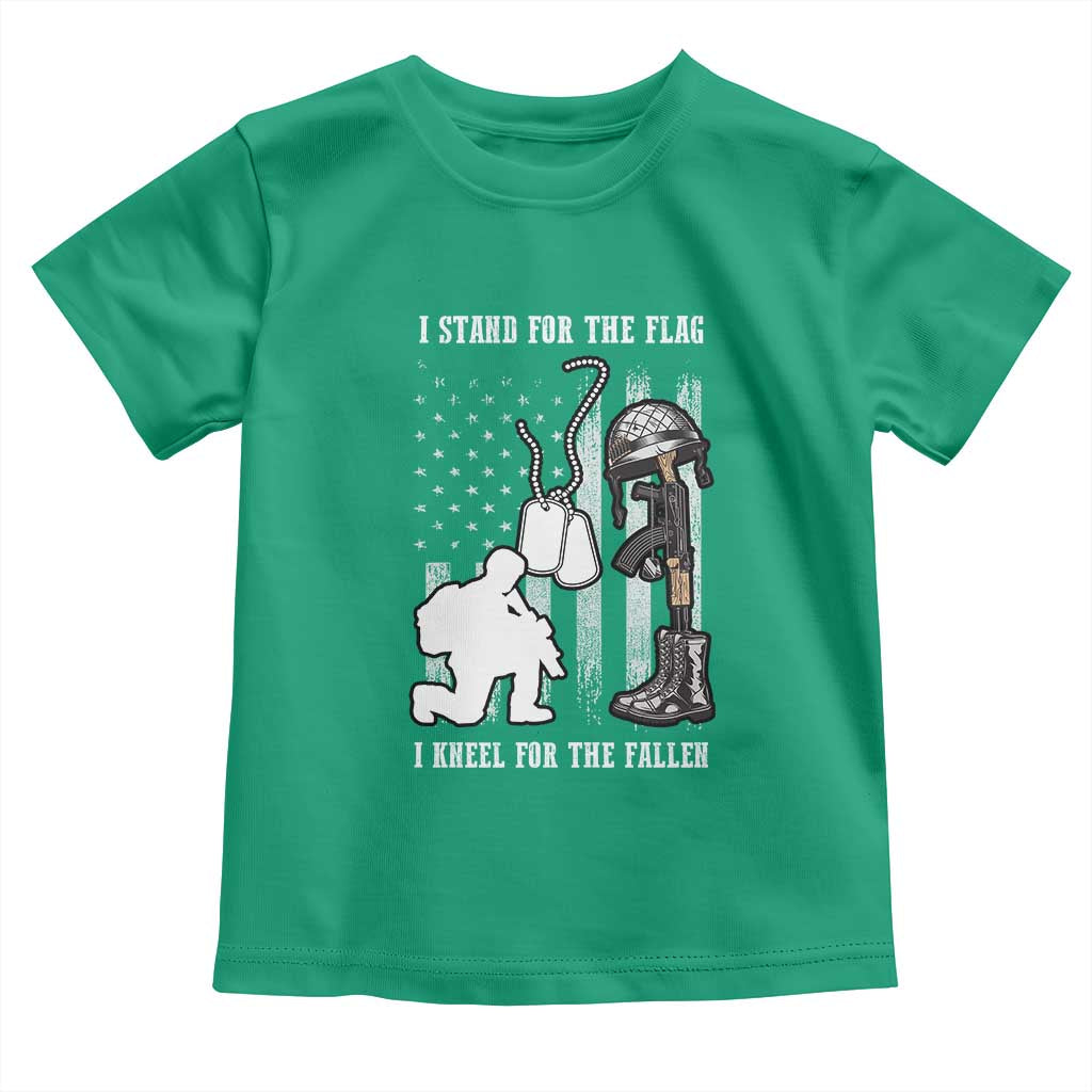 Patriotic Memorial Day Toddler T Shirt We Stand For the Flag We Kneel For The Fallen US Patriots TS02 Irish Green Print Your Wear