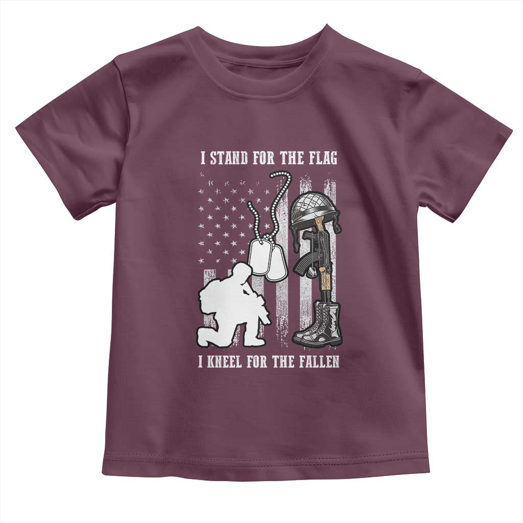 Patriotic Memorial Day Toddler T Shirt We Stand For the Flag We Kneel For The Fallen US Patriots TS02 Maroon Print Your Wear