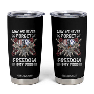 Patriotic Memorial Day Tumbler Cup May We Never Forget Freedom Is Not Free TS02 Black Print Your Wear