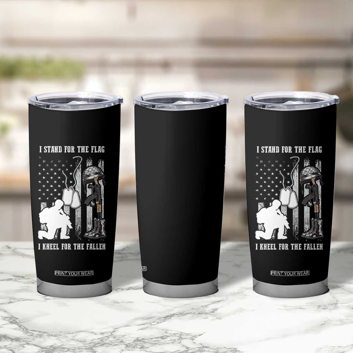 Patriotic Memorial Day Tumbler Cup We Stand For the Flag We Kneel For The Fallen US Patriots TS02 Print Your Wear