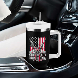 Patriotic Memorial Day Tumbler With Handle Honor The Fallen Thank The Living Memorial Day Veterans Day TS02 Print Your Wear