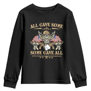 Patriotic Memorial Day Youth Sweatshirt All Gave Some Some Gave All Veterans Memorials Day US Flag TS02 Black Print Your Wear