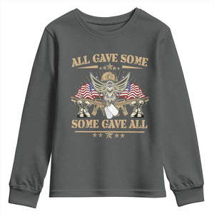 Patriotic Memorial Day Youth Sweatshirt All Gave Some Some Gave All Veterans Memorials Day US Flag TS02 Dark Heather Print Your Wear