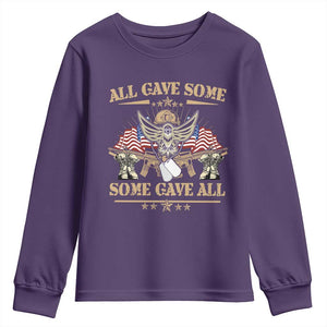 Patriotic Memorial Day Youth Sweatshirt All Gave Some Some Gave All Veterans Memorials Day US Flag TS02 Purple Print Your Wear