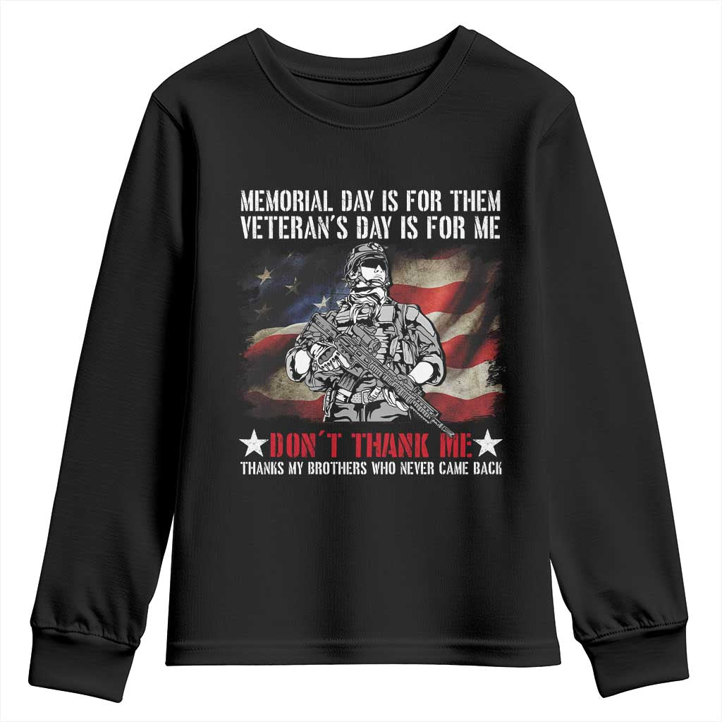 Patriotic Memorial Day Youth Sweatshirt Remember Our Heroes Veterans Brothers American Flag TS02 Black Print Your Wear