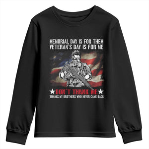 Patriotic Memorial Day Youth Sweatshirt Remember Our Heroes Veterans Brothers American Flag TS02 Black Print Your Wear