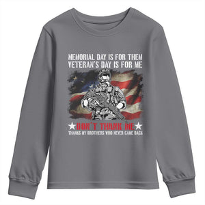 Patriotic Memorial Day Youth Sweatshirt Remember Our Heroes Veterans Brothers American Flag TS02 Charcoal Print Your Wear