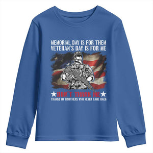 Patriotic Memorial Day Youth Sweatshirt Remember Our Heroes Veterans Brothers American Flag TS02 Royal Blue Print Your Wear