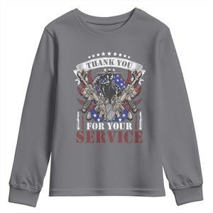 Patriotic Memorial Day Youth Sweatshirt Thank You For Your Service Veterans Remembrance TS02 Charcoal Print Your Wear