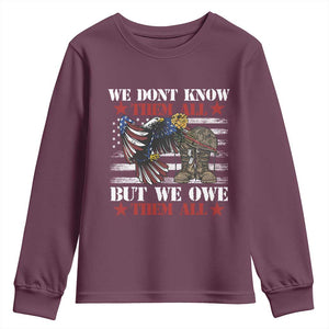 Patriotic Memorial Day Youth Sweatshirt We Don't Know Them All But We Owe Them All TS02 Maroon Print Your Wear