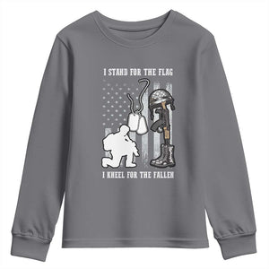 Patriotic Memorial Day Youth Sweatshirt We Stand For the Flag We Kneel For The Fallen US Patriots TS02 Charcoal Print Your Wear