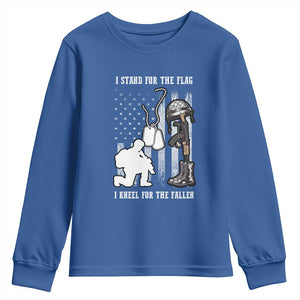 Patriotic Memorial Day Youth Sweatshirt We Stand For the Flag We Kneel For The Fallen US Patriots TS02 Royal Blue Print Your Wear