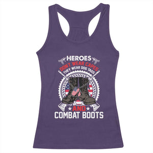 Patriotic Military Veteran Racerback Tank Top Heroes Don't Wear Capes They Wear Dog Tags And Combat Boots TS02 Purple Print Your Wear