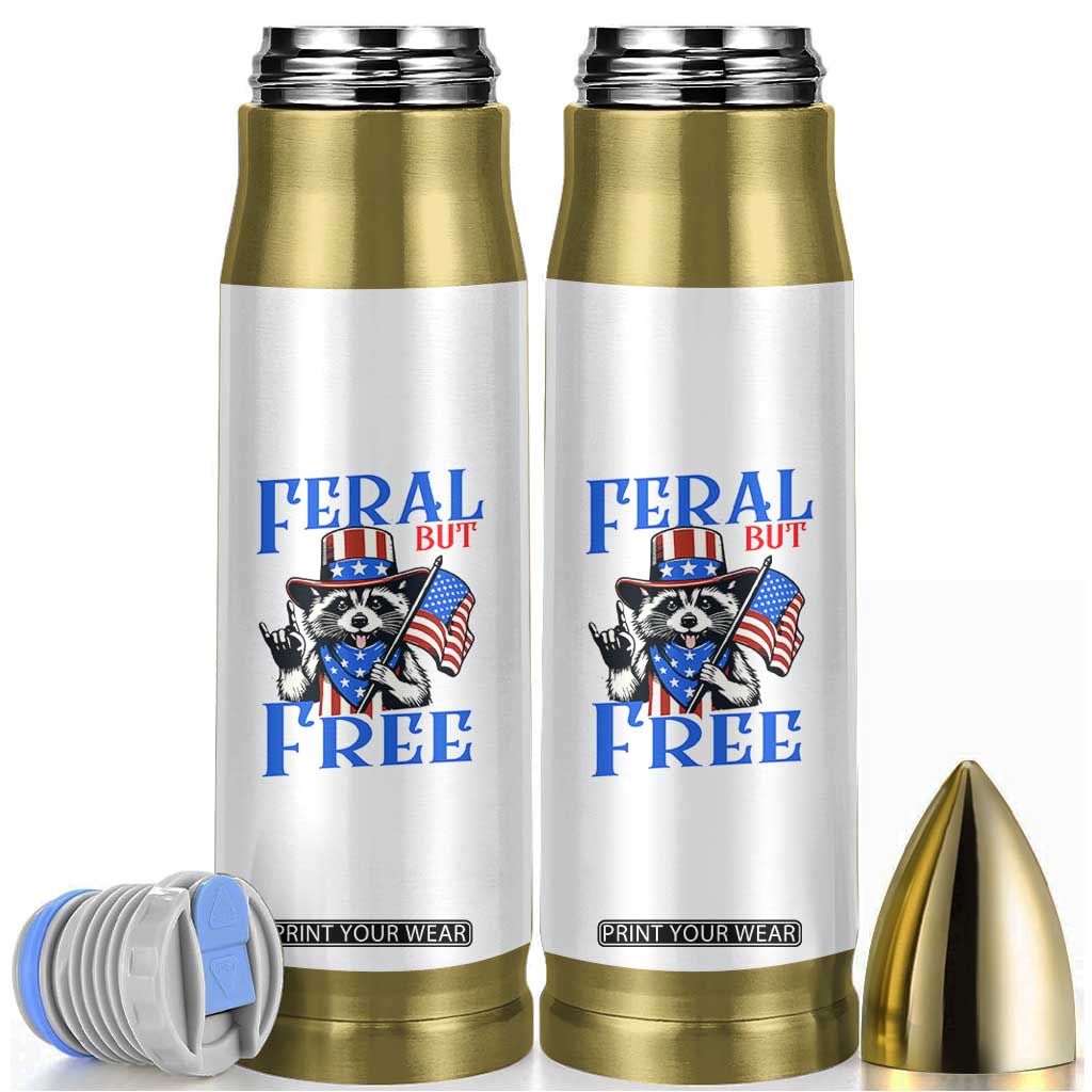 Patriotic Raccoon 4th of July Bullet Tumbler Feral But Free USA Flag TS10 White Print Your Wear