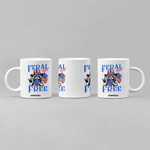 Patriotic Raccoon 4th of July Coffee Mug Feral But Free USA Flag TS10 Print Your Wear