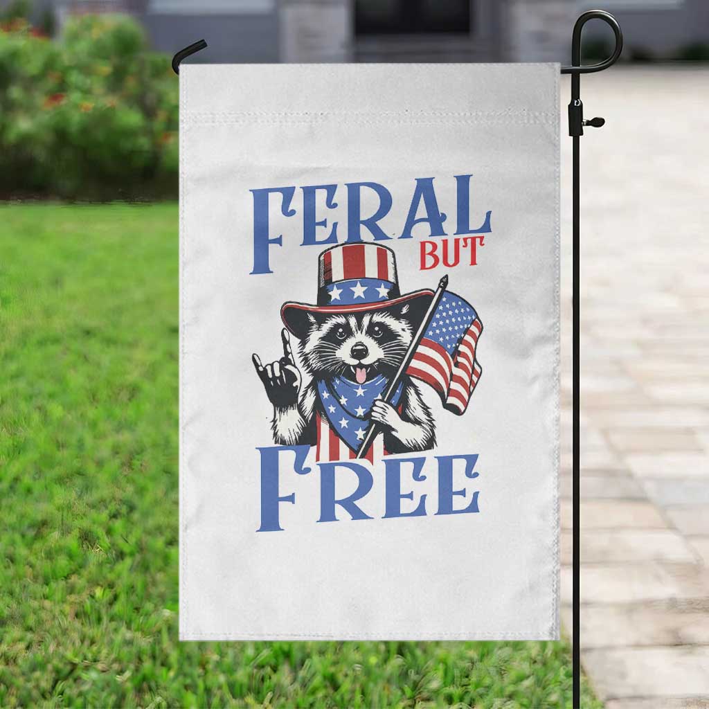 Patriotic Raccoon 4th of July Garden Flag Feral But Free USA Flag TS10 Print Your Wear