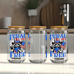Patriotic Raccoon 4th of July Glass Can Feral But Free USA Flag TS10 Print Your Wear