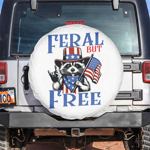 Patriotic Raccoon 4th of July Spare Tire Cover Feral But Free USA Flag TS10 No hole White Print Your Wear