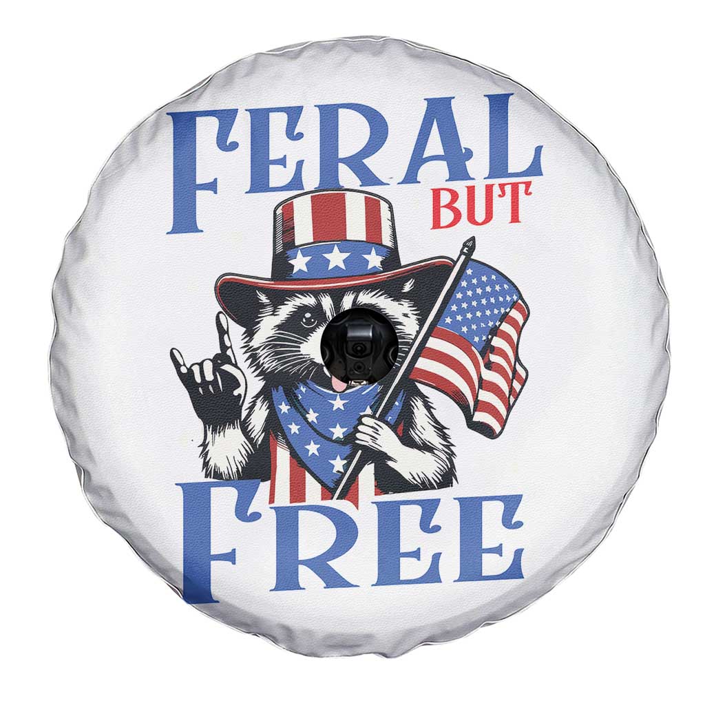 Patriotic Raccoon 4th of July Spare Tire Cover Feral But Free USA Flag TS10 Print Your Wear
