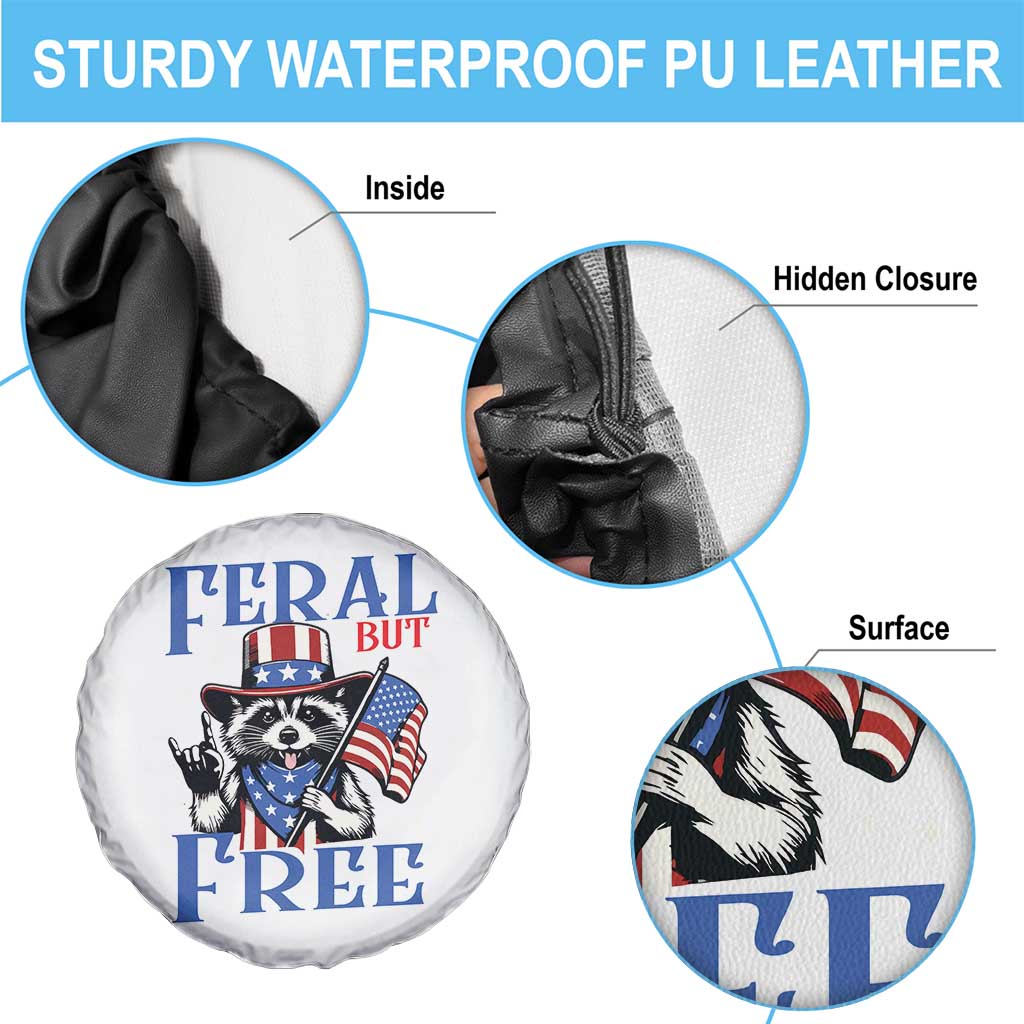 Patriotic Raccoon 4th of July Spare Tire Cover Feral But Free USA Flag TS10 Print Your Wear
