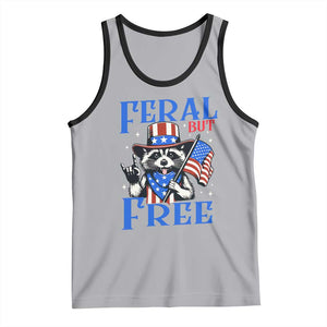 Patriotic Raccoon 4th of July Tank Top Feral But Free USA Flag TS10 Athletic Heather Black Print Your Wear