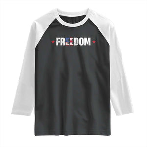 Patriotic Raglan Shirt Freedom American Flag 4th of July TS10 Black White Print Your Wear