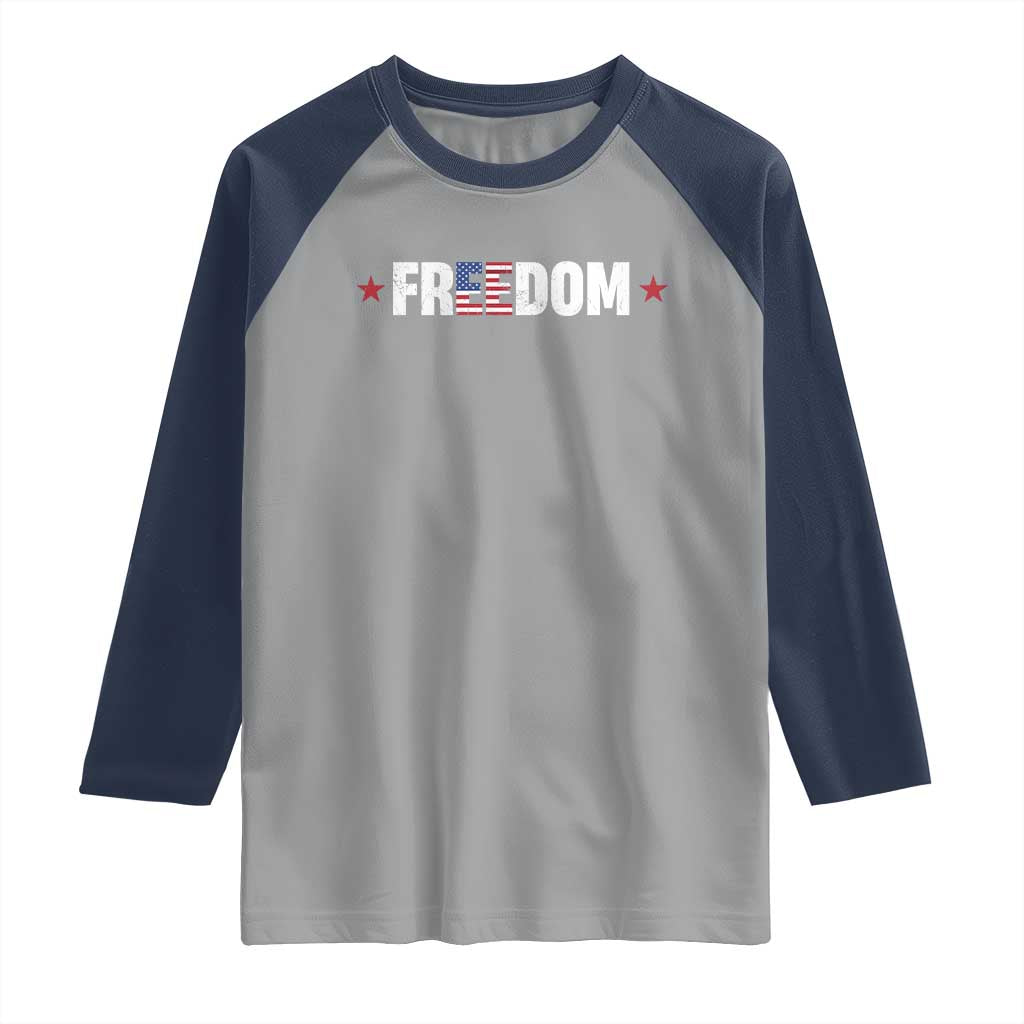 Patriotic Raglan Shirt Freedom American Flag 4th of July TS10 Sport Gray Navy Print Your Wear