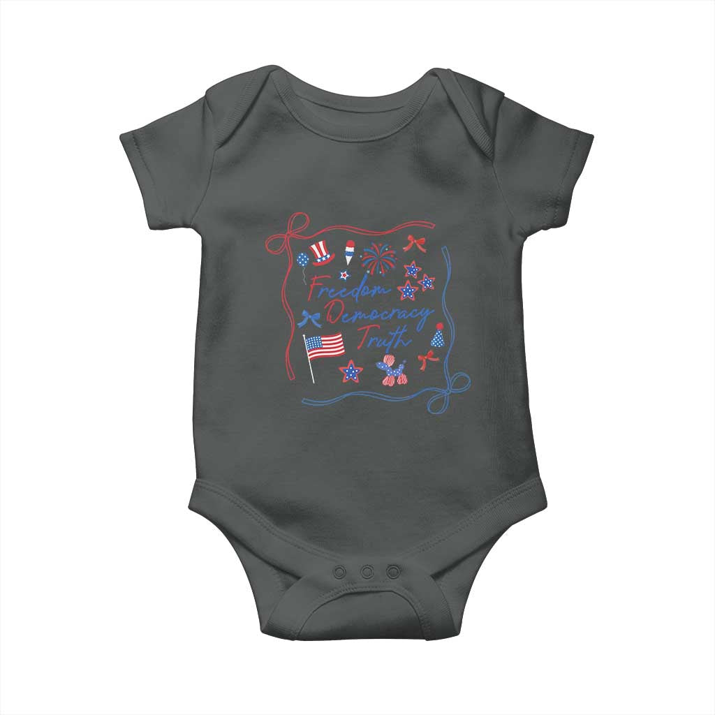 Patriotic Subtle FDT Baby Onesie Coquette Bow Patriotic 4th of July TS10 Dark Heather Print Your Wear