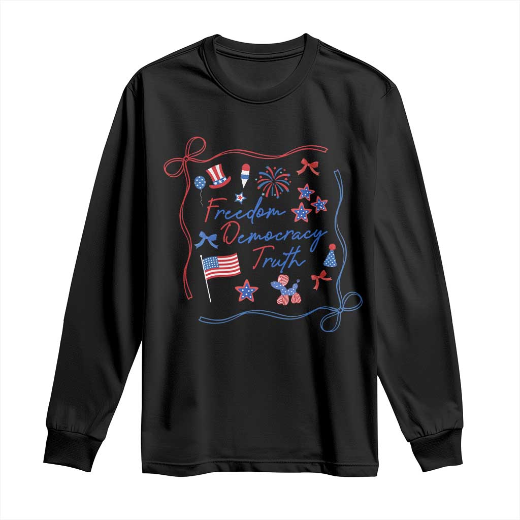 Patriotic Subtle FDT Long Sleeve Shirt Coquette Bow Patriotic 4th of July TS10 Black Print Your Wear