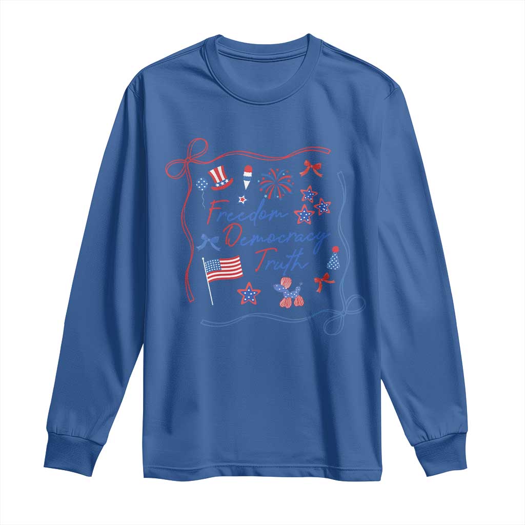 Patriotic Subtle FDT Long Sleeve Shirt Coquette Bow Patriotic 4th of July TS10 Royal Blue Print Your Wear