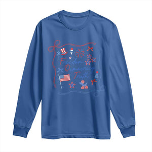 Patriotic Subtle FDT Long Sleeve Shirt Coquette Bow Patriotic 4th of July TS10 Royal Blue Print Your Wear