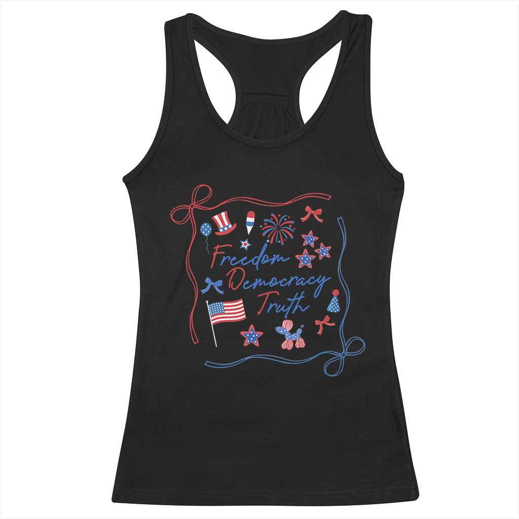 Patriotic Subtle FDT Racerback Tank Top Coquette Bow Patriotic 4th of July TS10 Black Print Your Wear