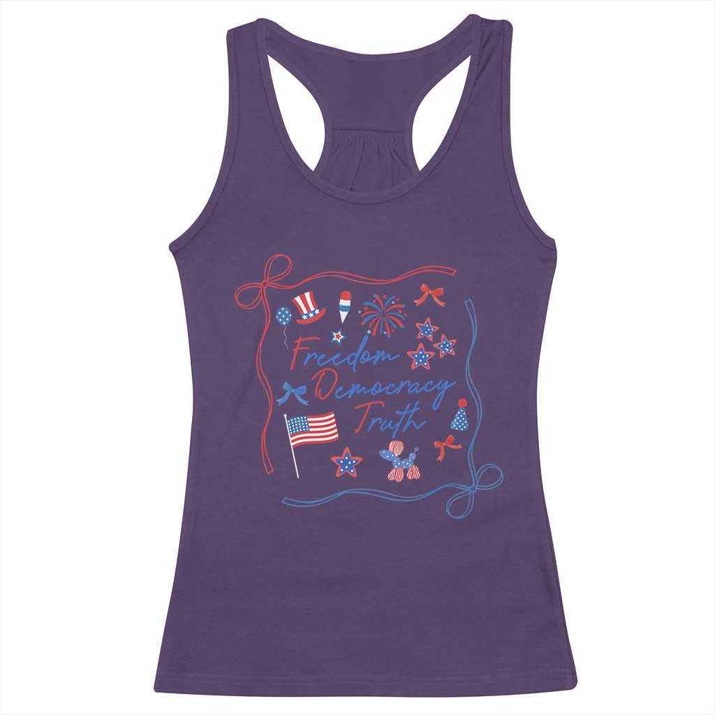 Patriotic Subtle FDT Racerback Tank Top Coquette Bow Patriotic 4th of July TS10 Purple Print Your Wear