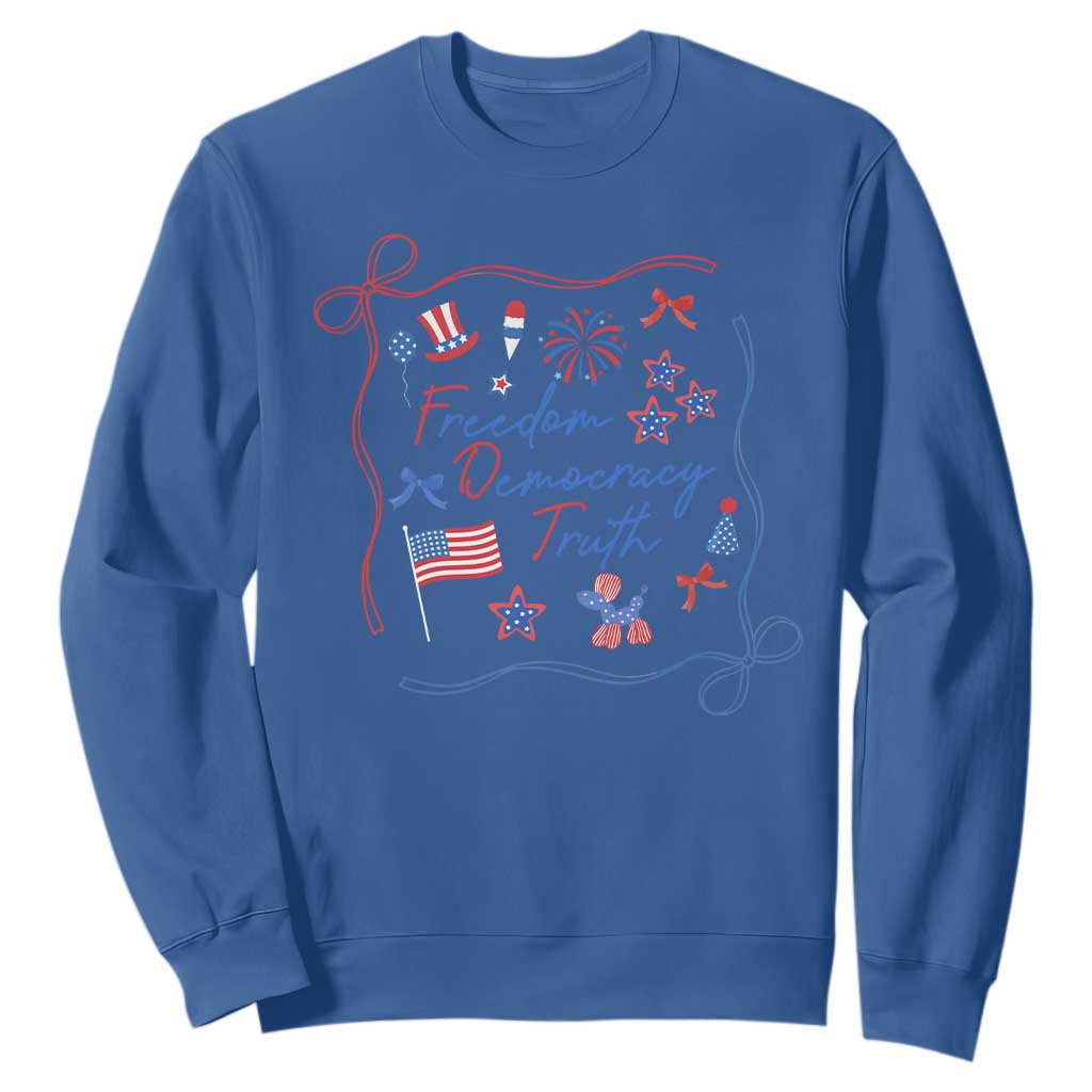 Patriotic Subtle FDT Sweatshirt Coquette Bow Patriotic 4th of July TS10 Royal Blue Print Your Wear