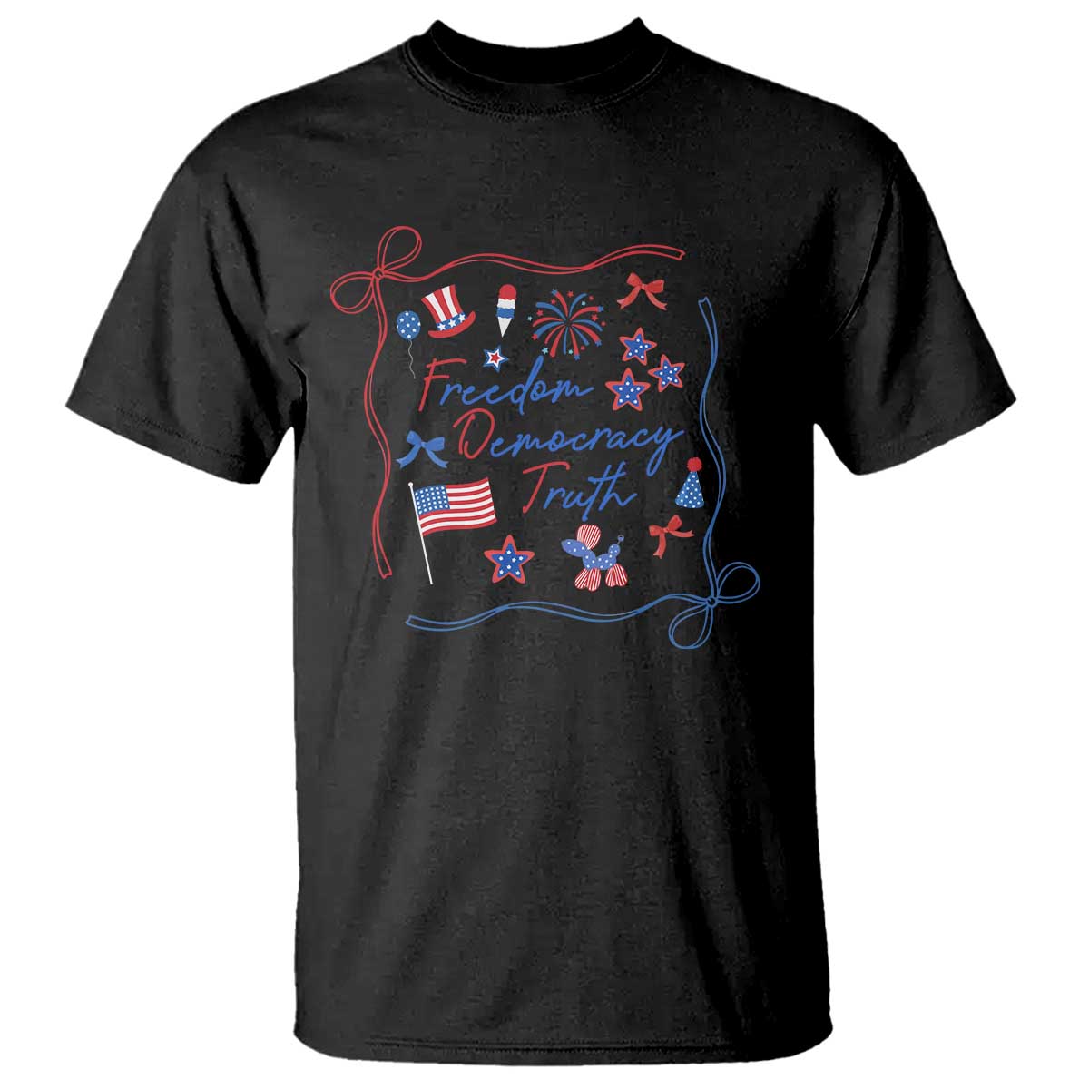 Patriotic Subtle FDT T Shirt Coquette Bow Patriotic 4th of July TS10 Black Print Your Wear